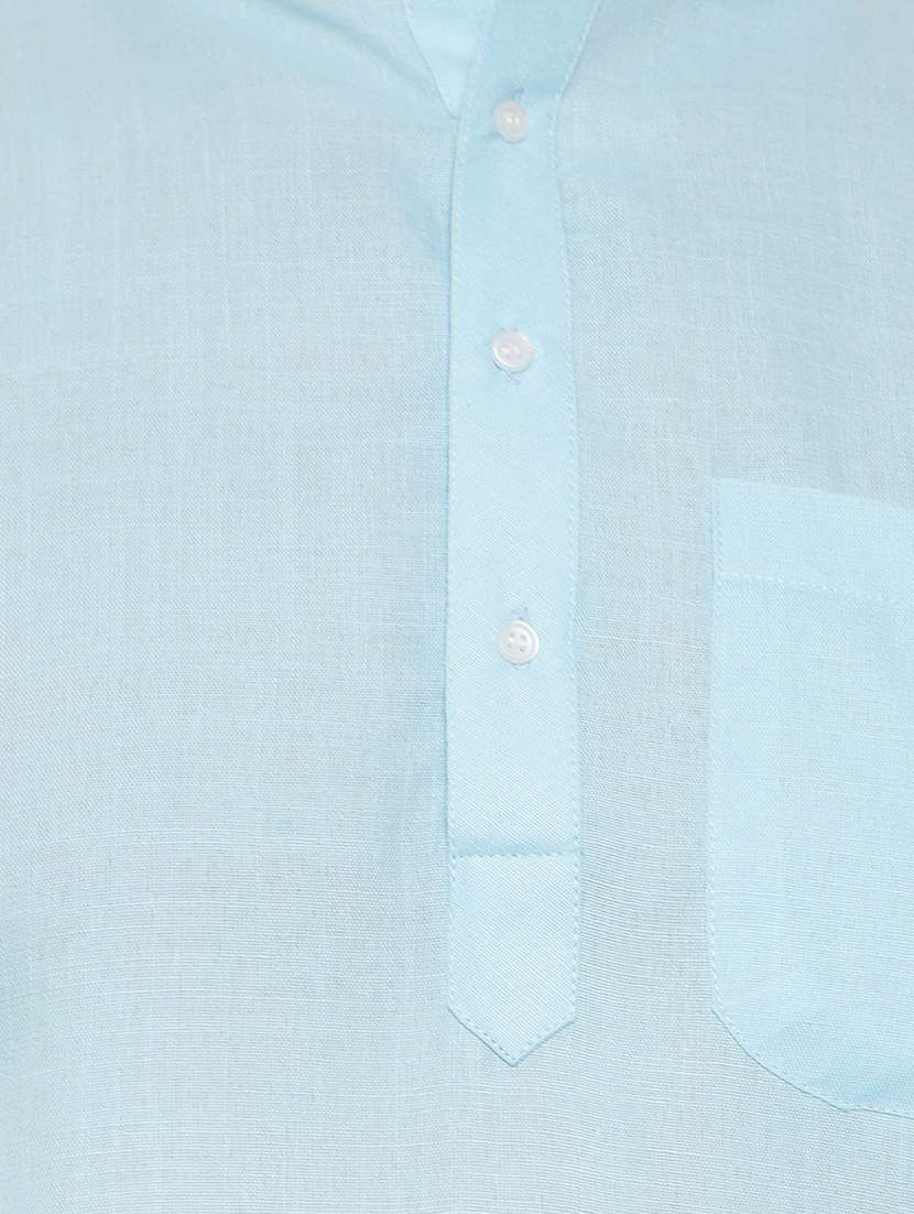 men solid mandarin neck short sleeve short kurta - 21537954 -  Standard Image - 3