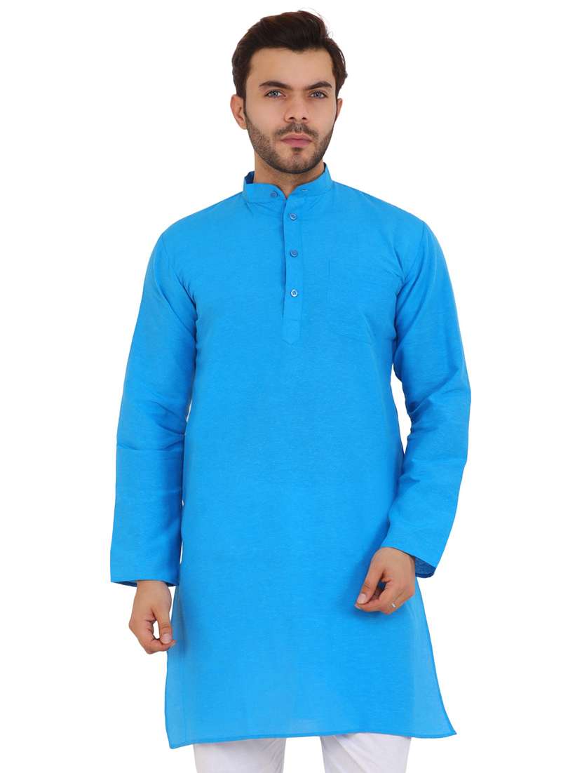 men solid mandarin neck long kurta