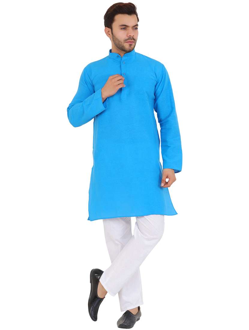men solid mandarin neck long kurta - 21537960 -  Standard Image - 3