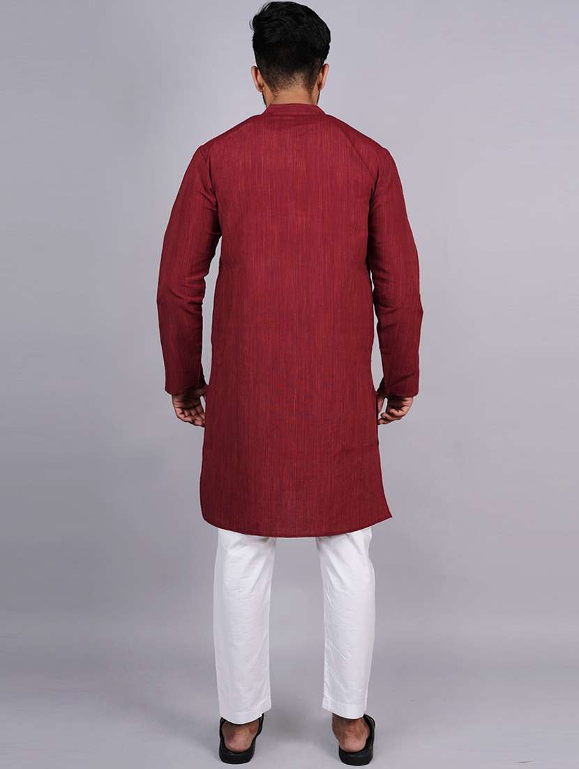 men melange long sleeves kurta - 21537963 - Standard Image - 3