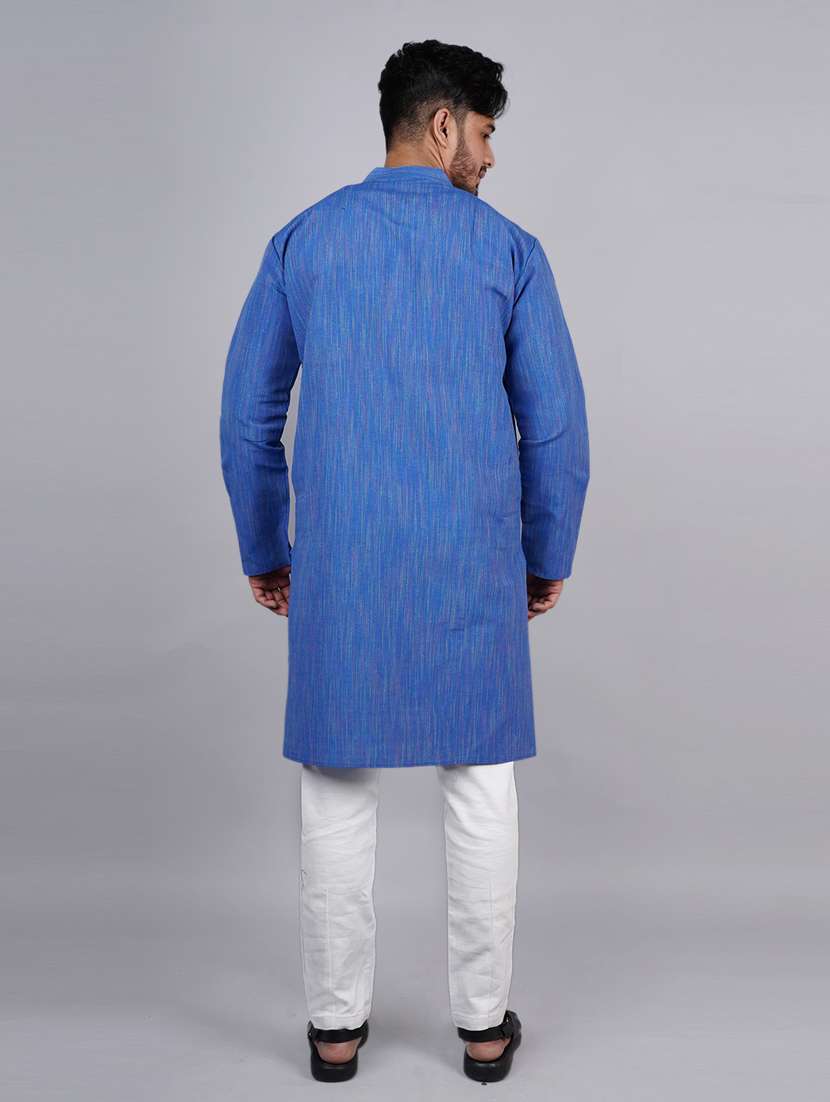 men melange long sleeves kurta - 21537964 - Standard Image - 3