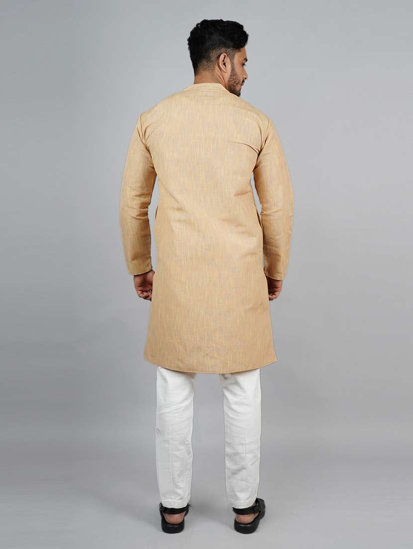 men melange long sleeves kurta - 21537965 -  Standard Image - 3