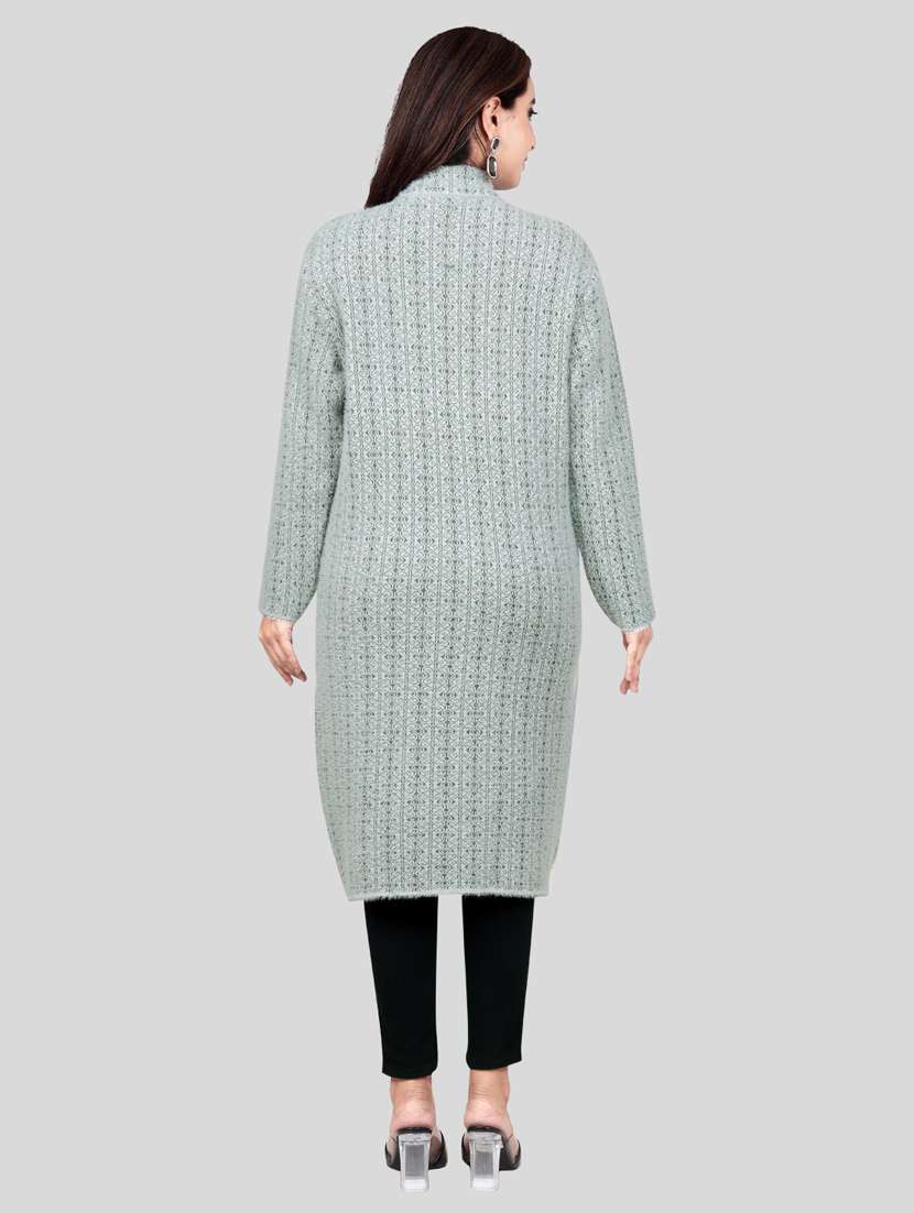 Women Self Design Long Cardigan - 21537993 -  Standard Image - 3