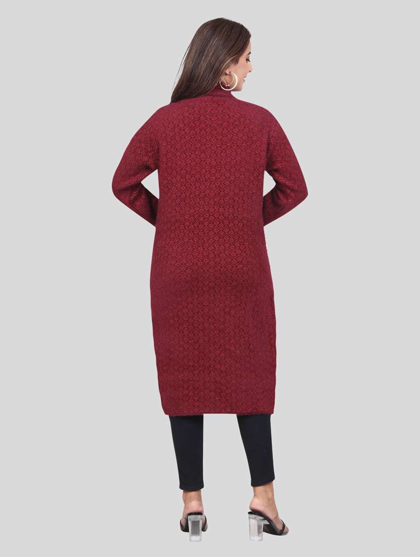 women self design long cardigan - 21537995 - Standard Image - 3