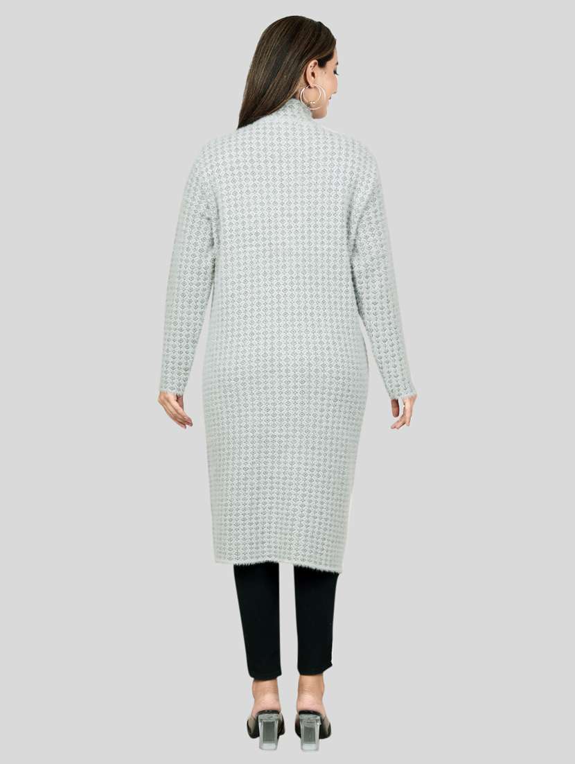 women self design long cardigan - 21537996 - Standard Image - 3
