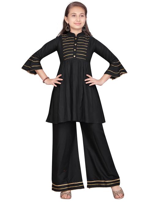 girls mandarin neck kurta palazzo set - 21538265 - Standard Image - 0