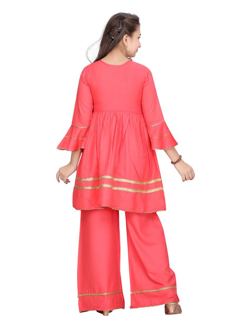 girls solid kurta & pant set - 21538268 -  Standard Image - 3