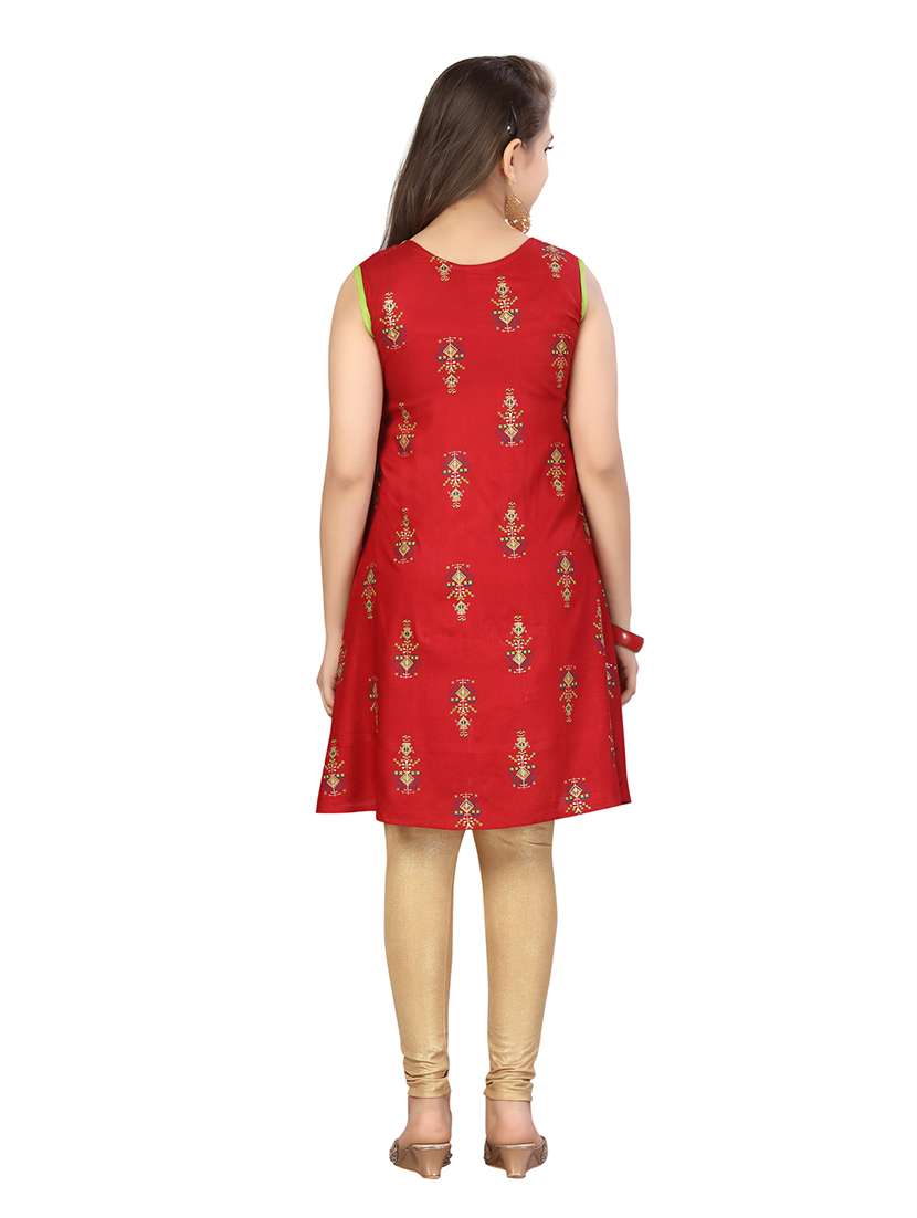 girls printed sleeveless a-line kurti - 21538409 - Standard Image - 3
