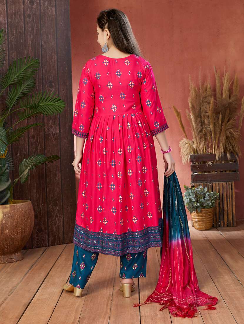 girls printed round neck suit set - 21538416 -  Standard Image - 3