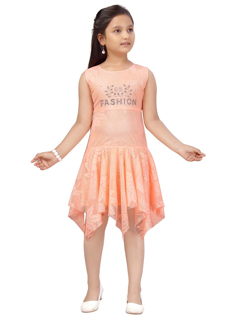 girls self design sleeveless asymmetric frock - 21538431 - Zoom Image - 0