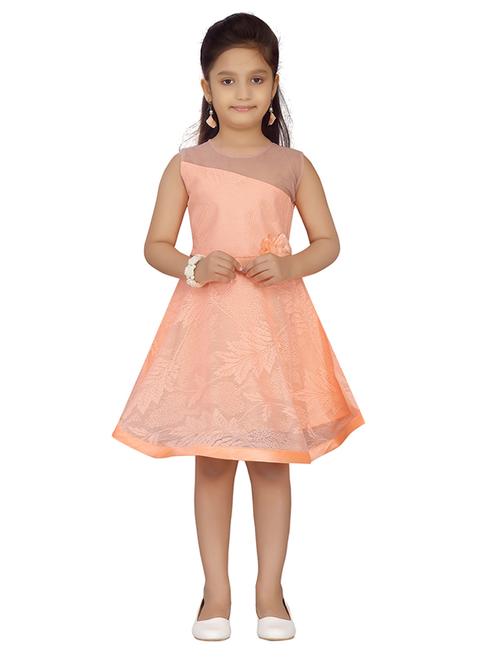 girls self design sleeveless frock - 21538439 - Standard Image - 0