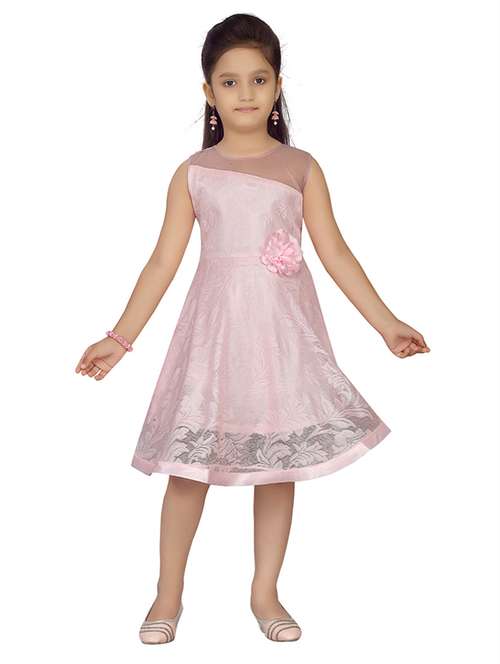 girls self design sleeveless frock - 21538440 -  Standard Image - 0