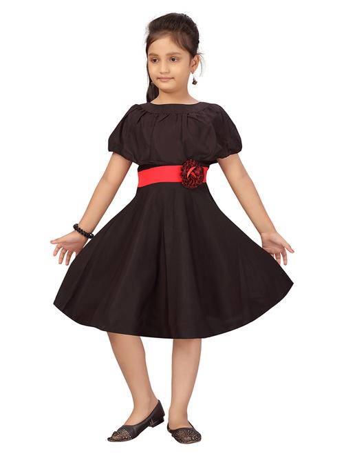 girls solid boat neck frock - 21538452 - Standard Image - 0