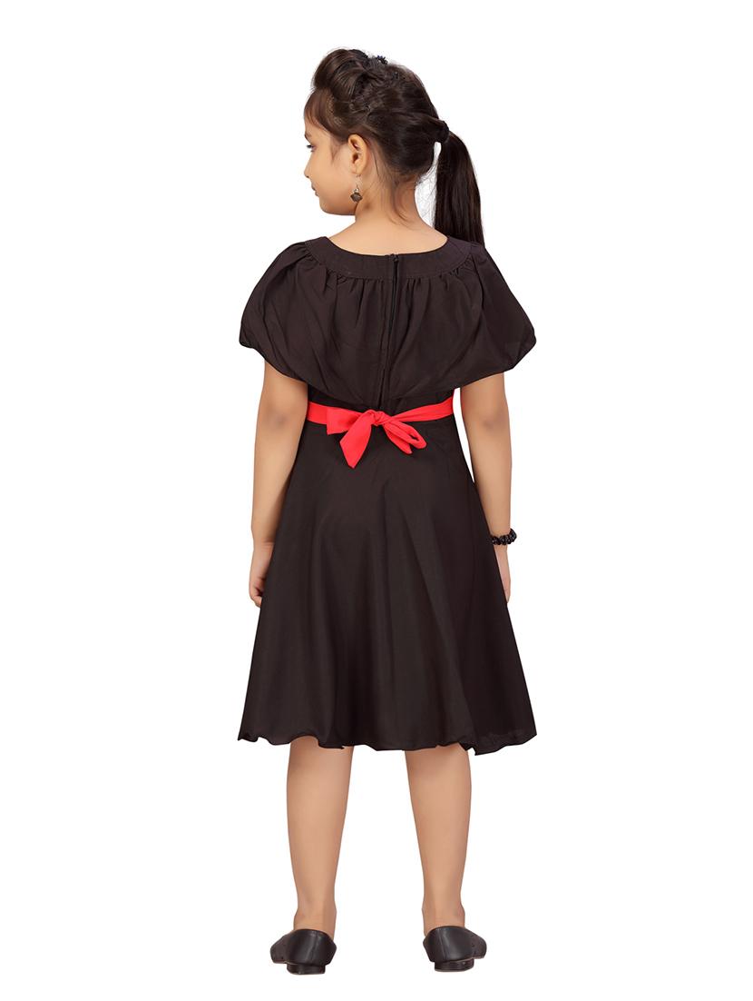 girls solid boat neck frock - 21538452 - Standard Image - 3