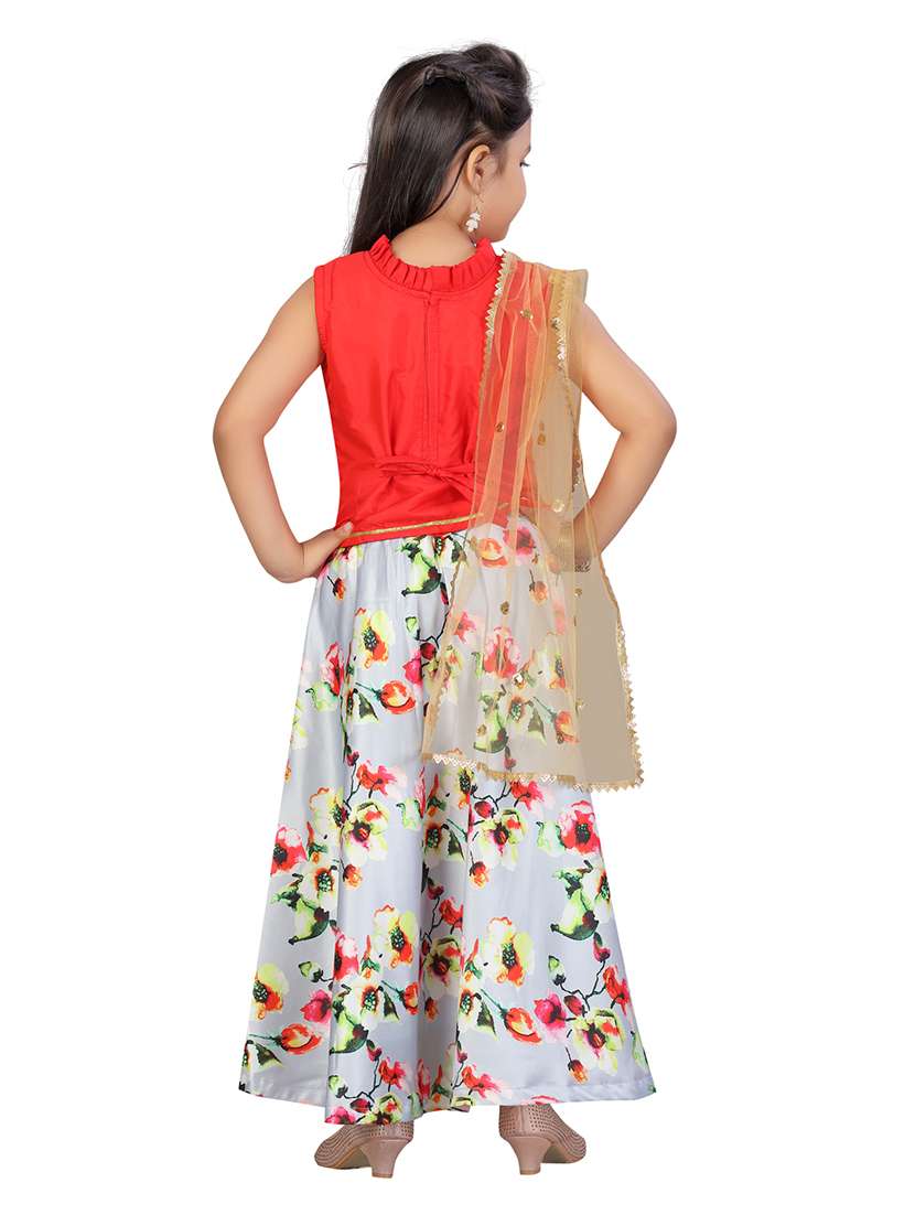 girls floral printed sleeveless lehenga choli - 21538473 -  Standard Image - 3