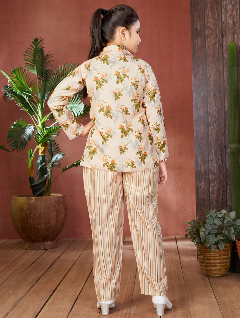 girls floral printed full length set with jacket - 21538503 -  Standard Image - 3