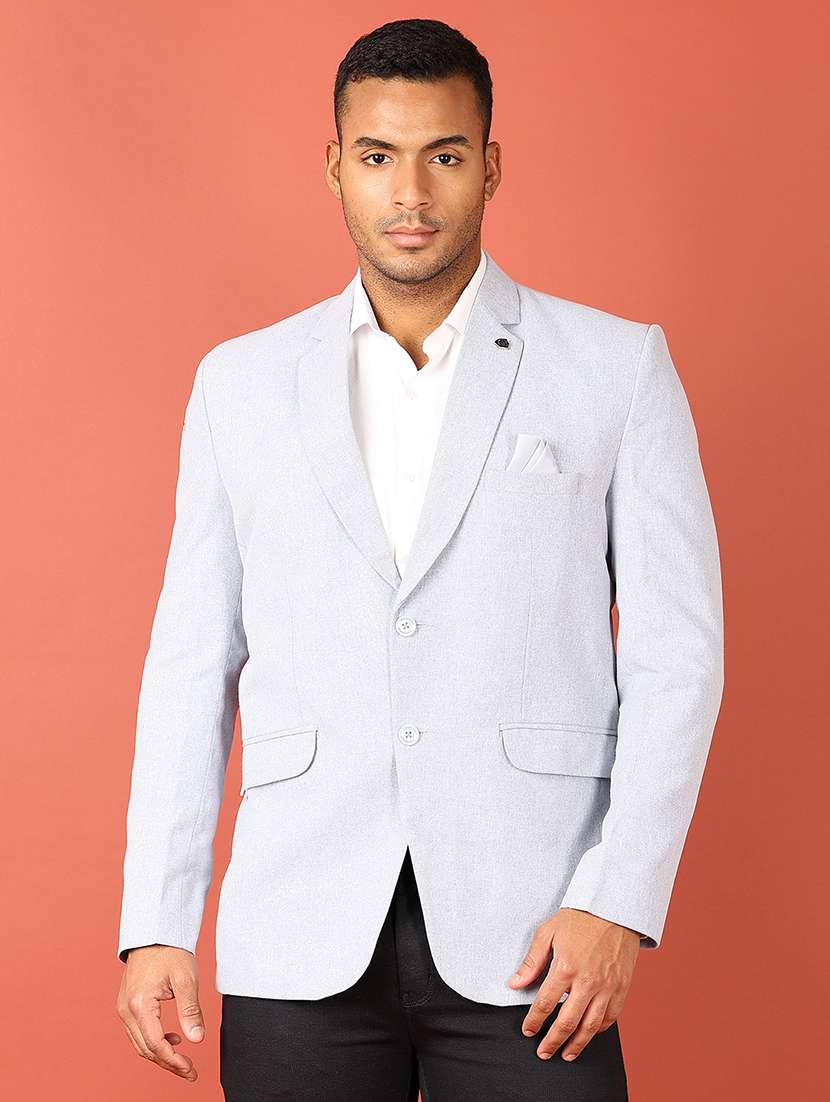 blue cotton single breasted casual blazer - 21538598 -  Zoom Image - 0