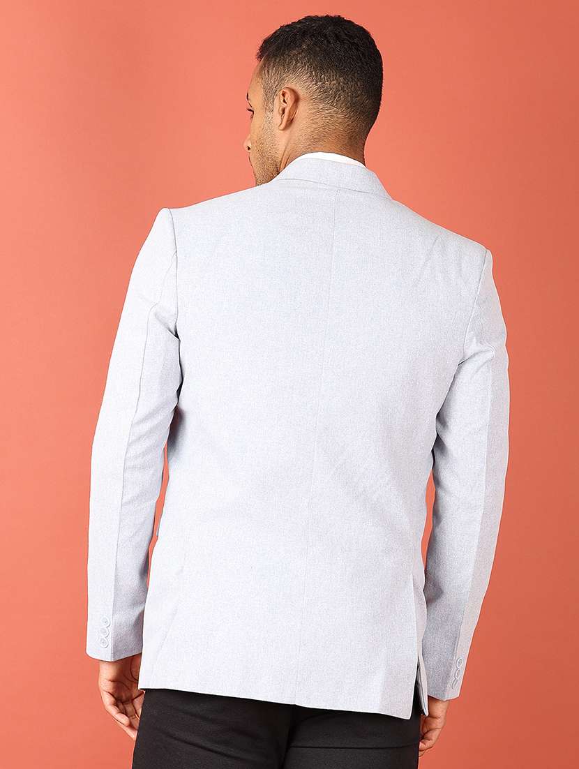 blue cotton single breasted casual blazer - 21538598 -  Standard Image - 3