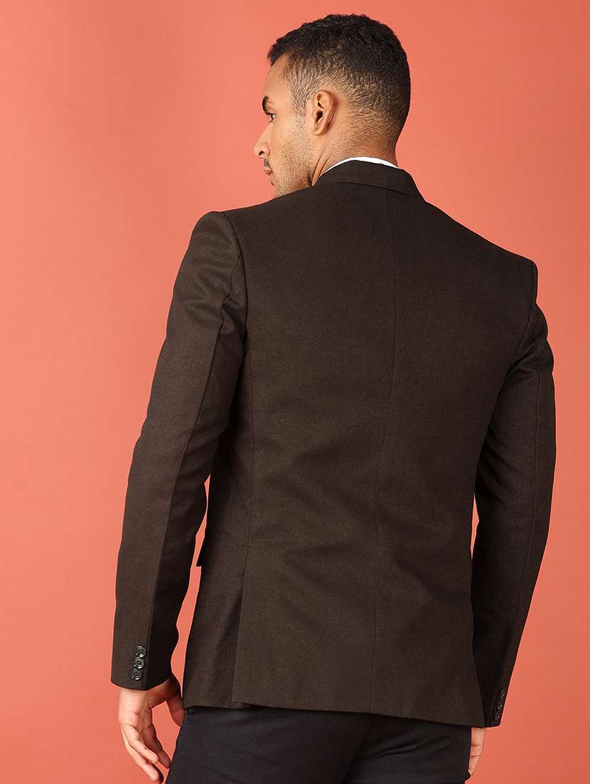 green cotton single breasted formal blazer - 21538599 -  Standard Image - 3