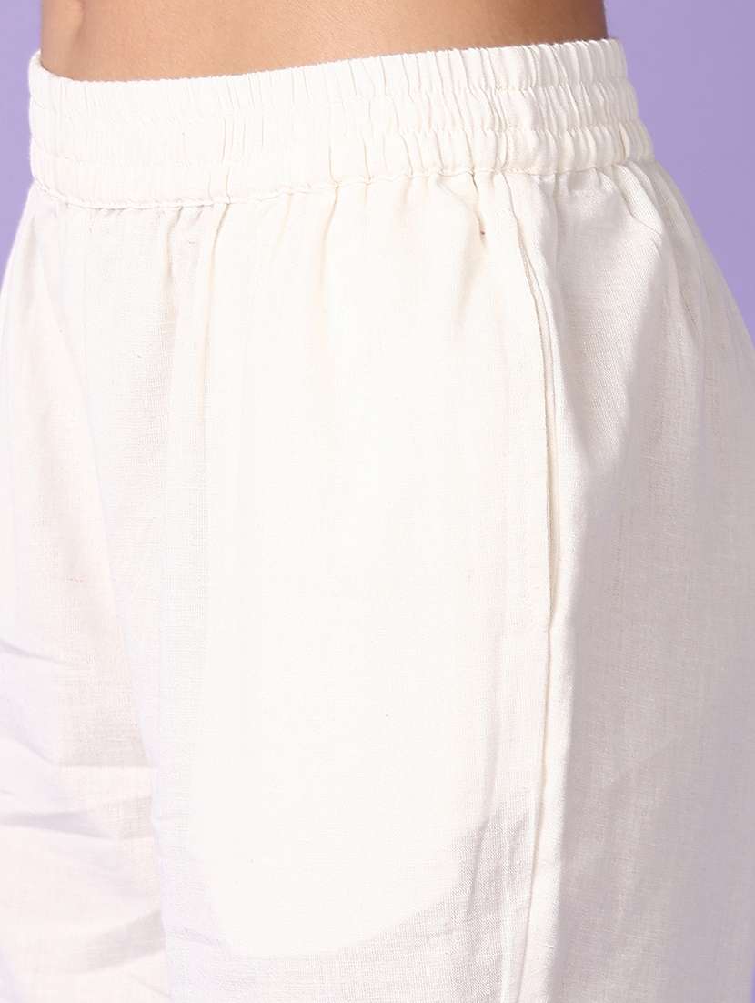 women off white solid ankle length tapered pant - 21538602 -  Standard Image - 5