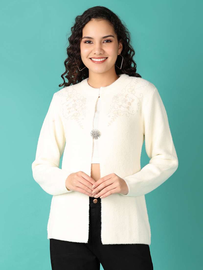 women self design long sleeve cardigan