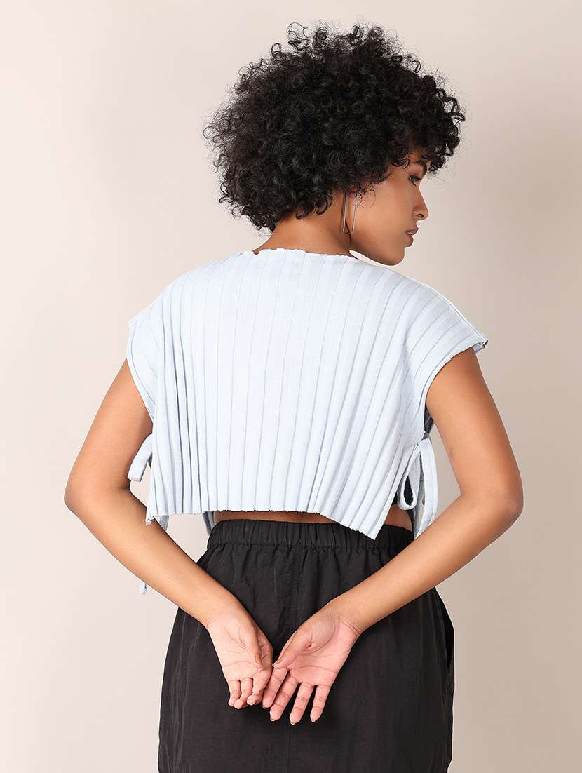 women solid crop top with side clouser - 21538616 -  Standard Image - 3