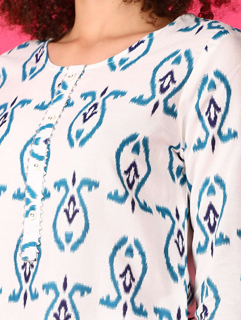 women printed three quarter sleeve straight kurta - 21538671 - Standard Image - 5