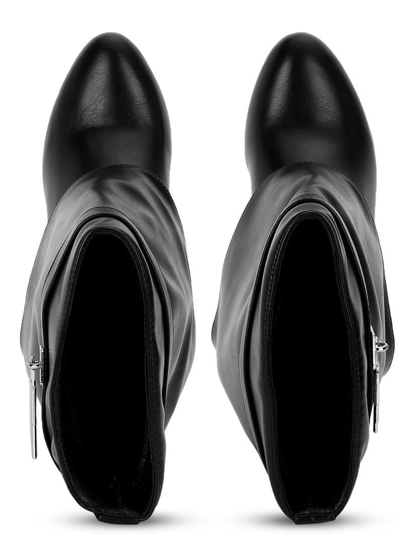 women solid black ankle boots - 21539157 - Standard Image - 3