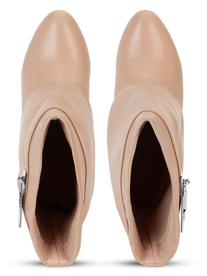 women solid nude ankle boots - 21539158 - Standard Image - 3