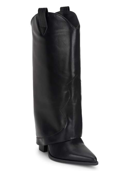 women solid knee length boots - 21539171 -  Standard Image - 0