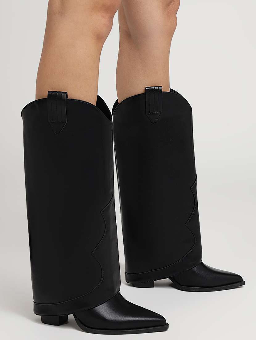 women solid knee length boots - 21539171 -  Standard Image - 5