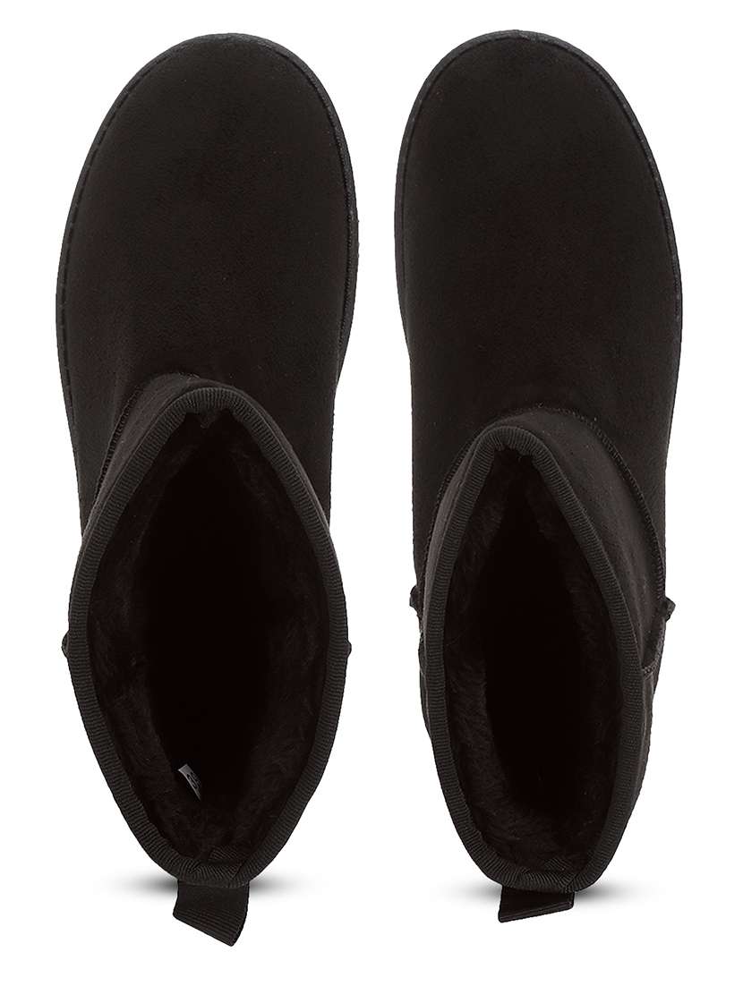 women solid ankle length boots - 21539181 - Standard Image - 3