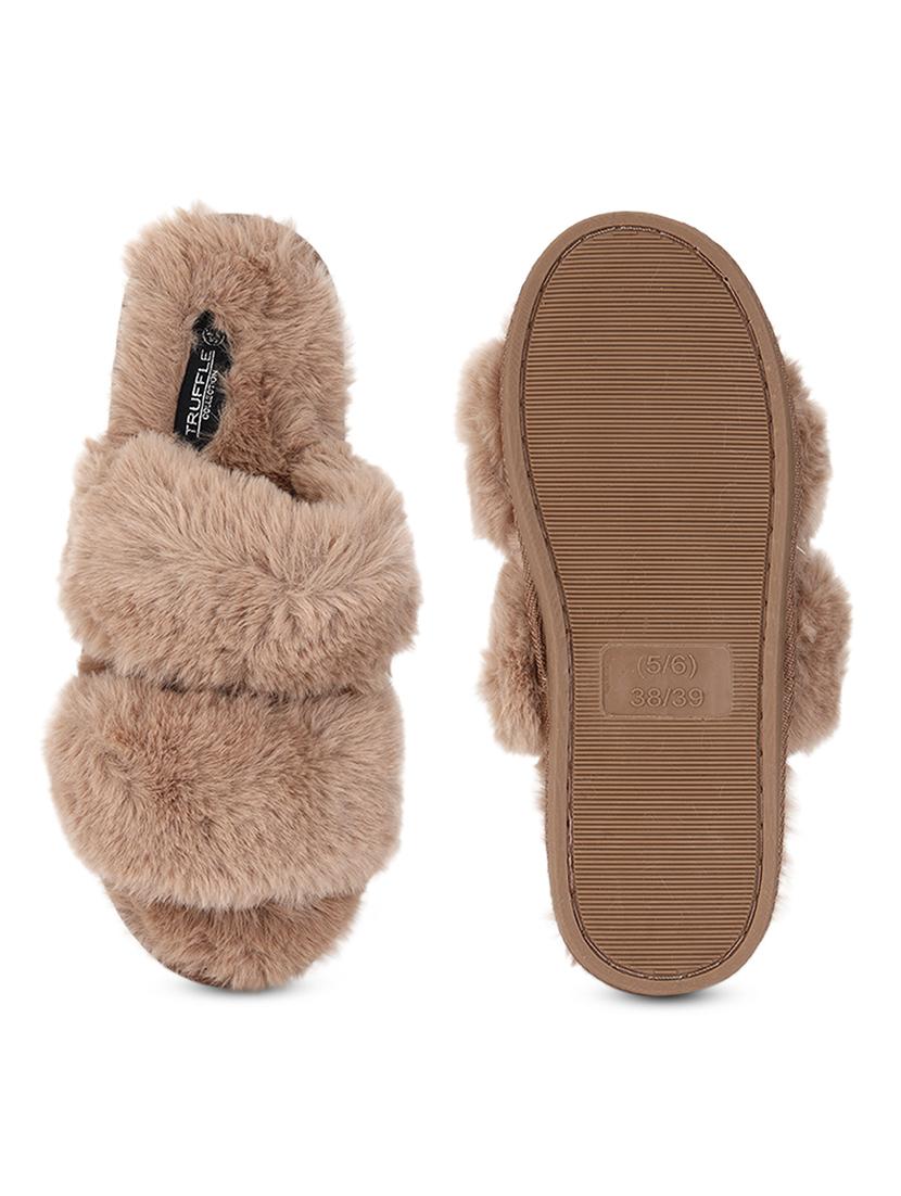 women solid brown slides - 21539208 - Standard Image - 3