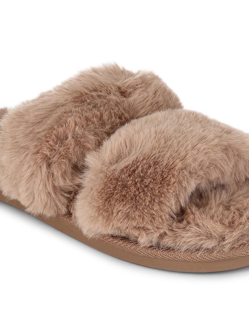women solid brown slides - 21539208 - Standard Image - 5