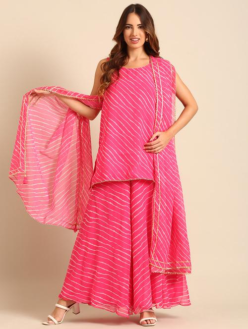 women lace bordered leheriya print dupatta with tassels - 21539455 - Standard Image - 0