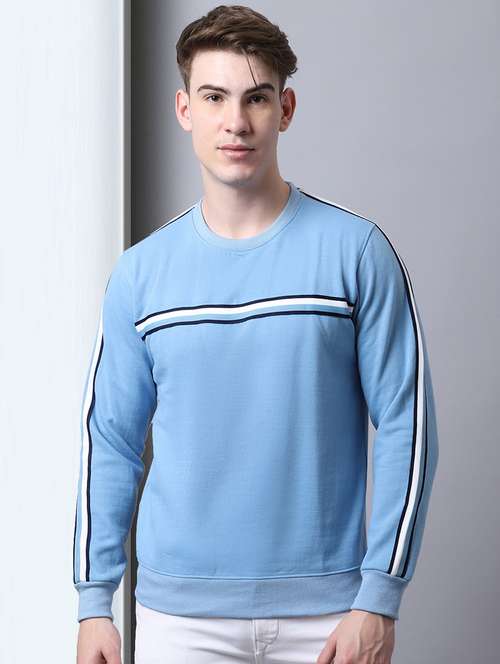 men striped printed round neck sweatshirt - 21539743 -  Standard Image - 0