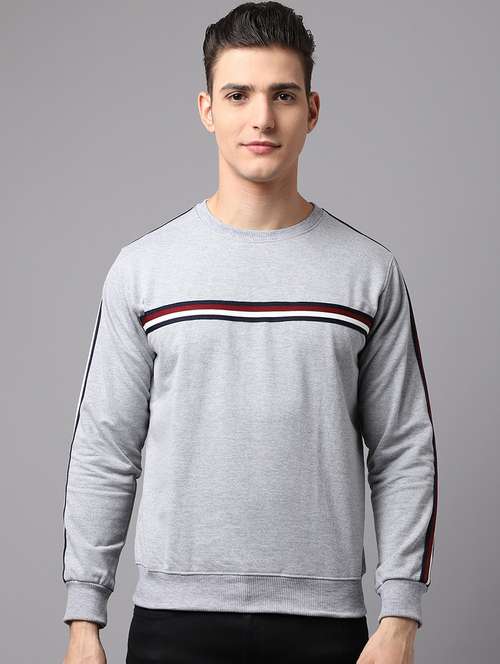 men striped printed round neck sweatshirt - 21539846 - Standard Image - 0
