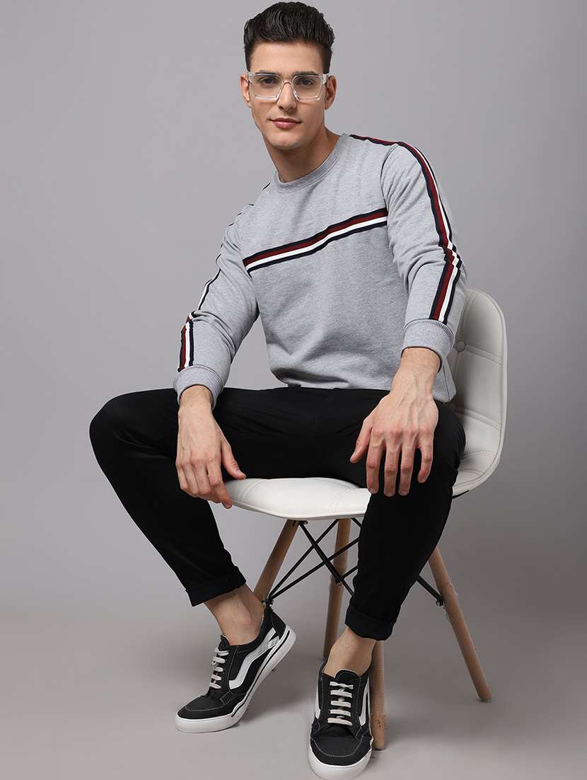 men striped printed round neck sweatshirt - 21539846 - Standard Image - 3