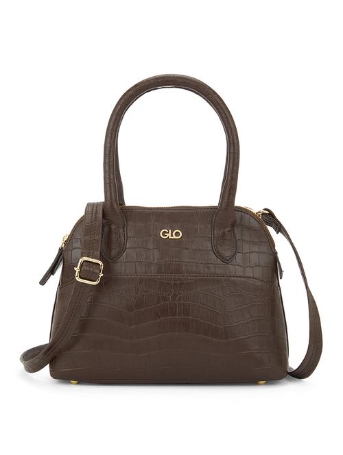 globus women brown vegan leather croc animal effect handheld bag with detachable strap - 21541614 - Standard Image - 0