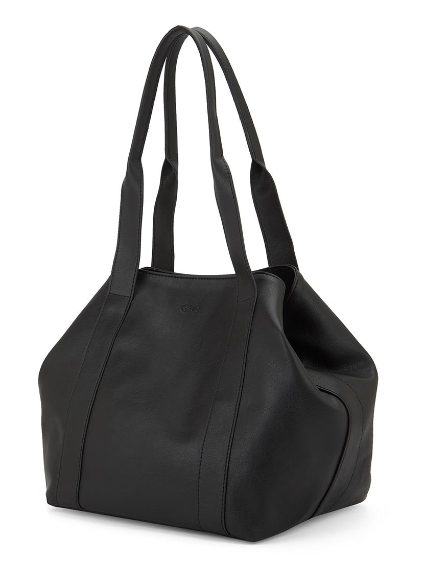 globus women black vegan leather textured shoulder bag - 21541615 - Standard Image - 3