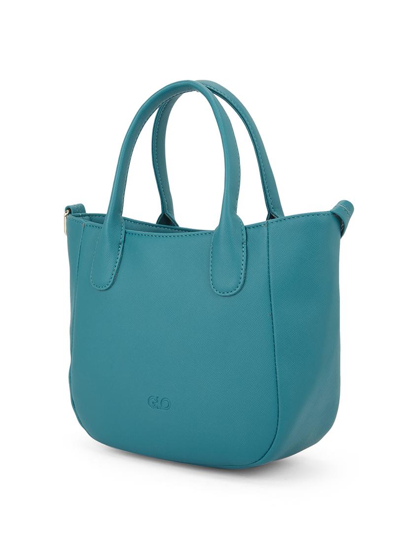 globus women emerald green vegan leather textured curved shape sling bag with adjustable strap - 21541616 - Standard Image - 3