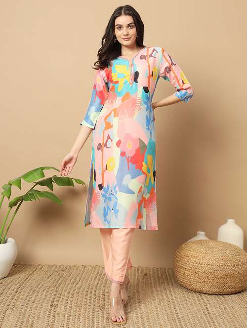 Women Printedl V Neck Kurta Pant Set