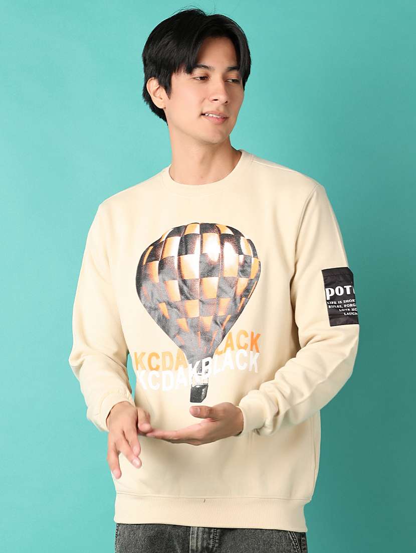 men long sleeves front & back print sweatshirt