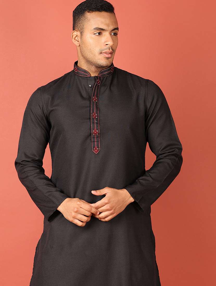 men solid kurta churidar ethnic wear set - 21542528 -  Standard Image - 3