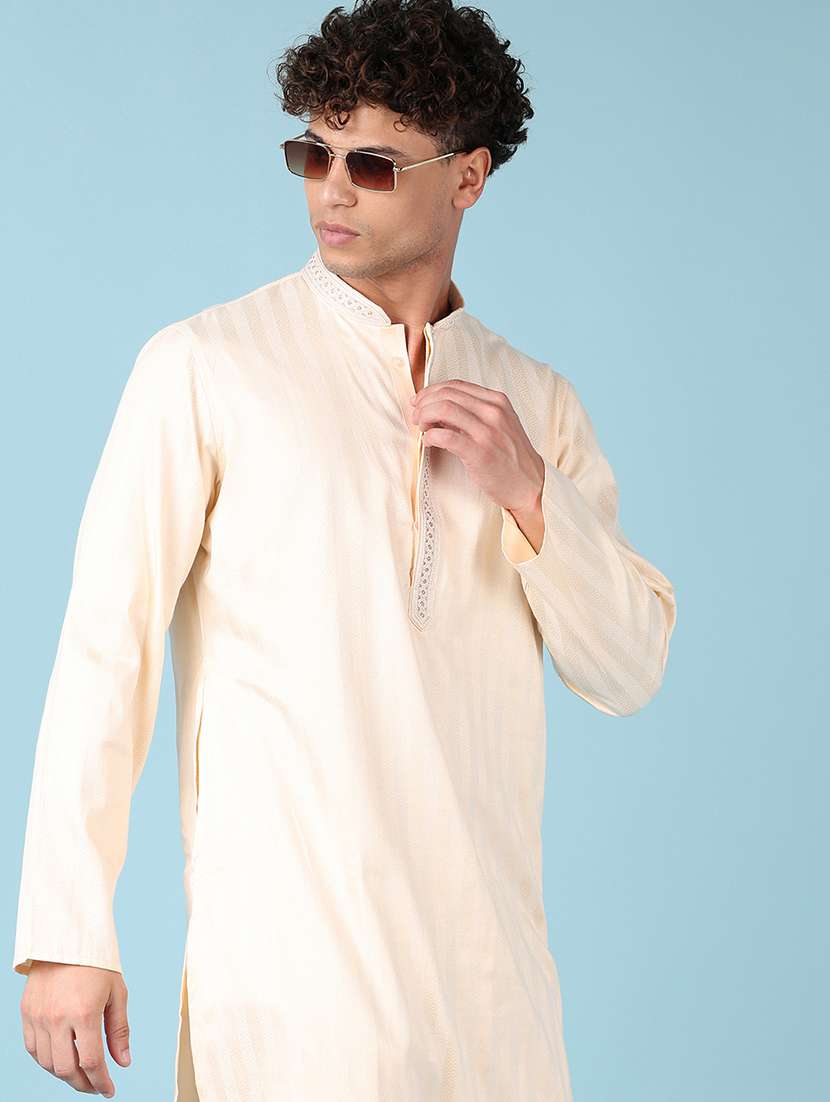 men stripes kurta churidar ethnic wear set - 21542553 -  Standard Image - 3