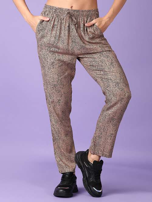 women beige printed mid rise pajama - 21542557 -  Standard Image - 0