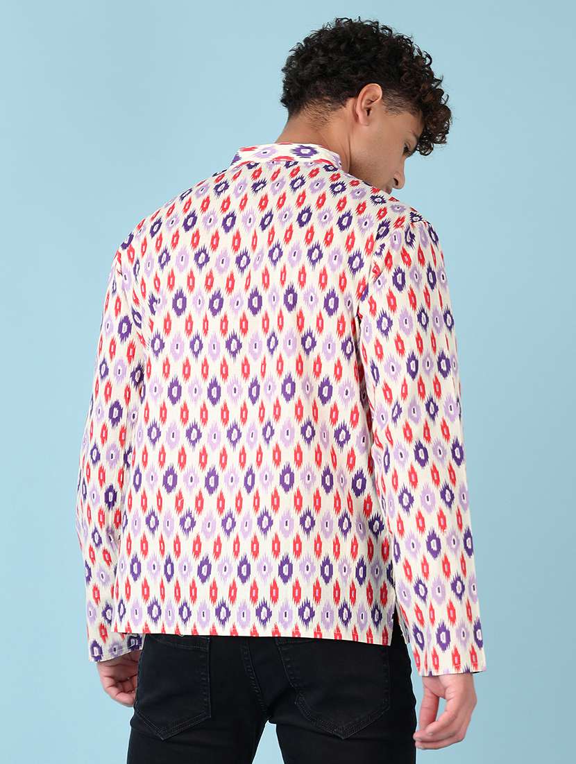 Men Mandarin Neck Printed Short Kurta - 21542577 -  Standard Image - 3