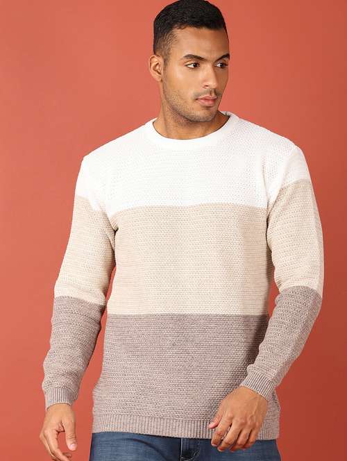 men long sleeves color block pullover - 21542580 -  Standard Image - 0