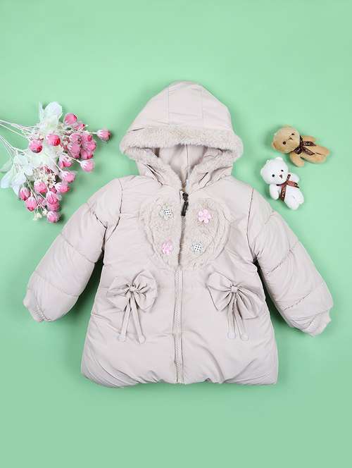 kids solid quilted hooded jacket - 21542581 -  Standard Image - 0