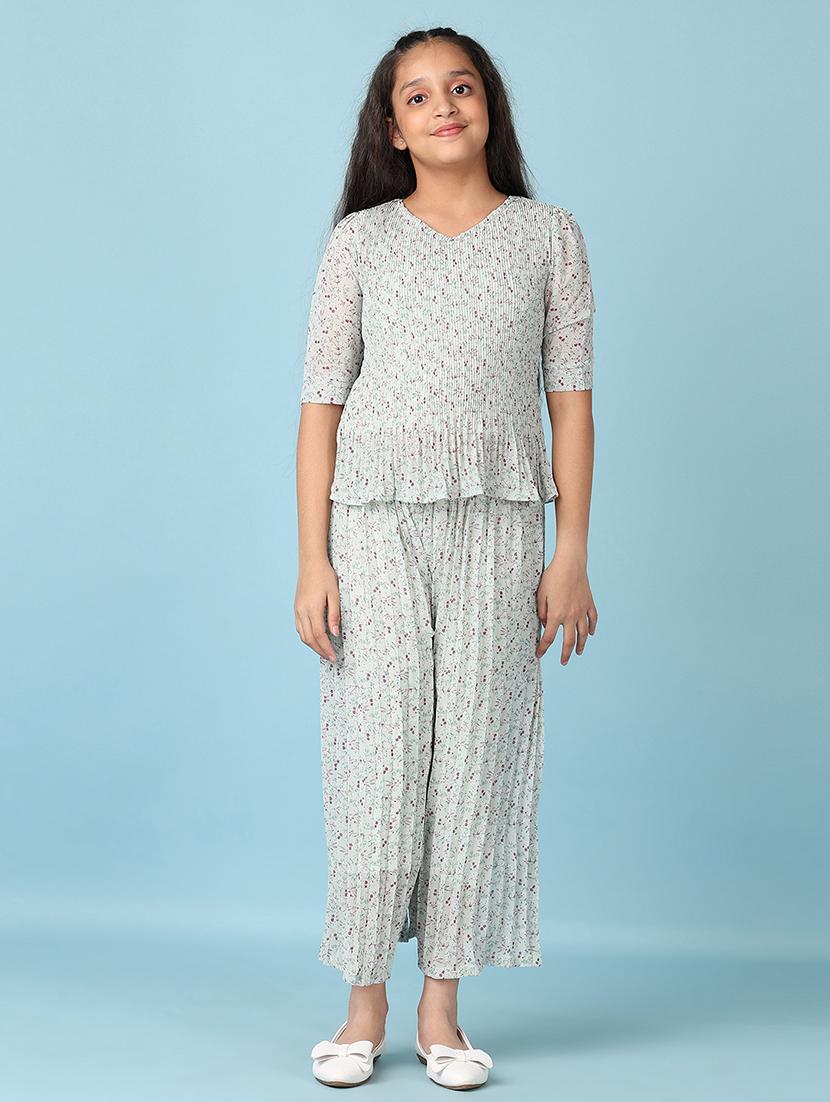 girls floral printed casual wear full length set - 21542611 - Zoom Image - 0